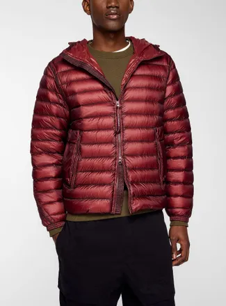 C.P. Company Mens Sewn-in lenses burgundy puffer jacket