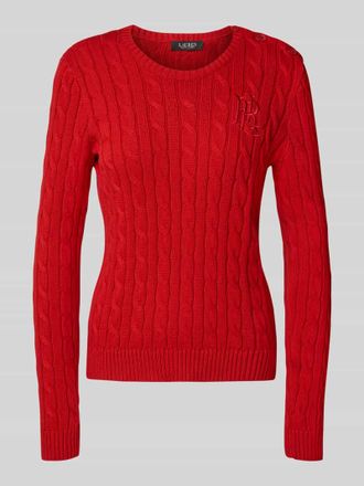 Lauren Ralph Lauren Strickpullover mit Zopfmuster Modell MONTIVA in Rot, Gr&ouml;&szlig;e M