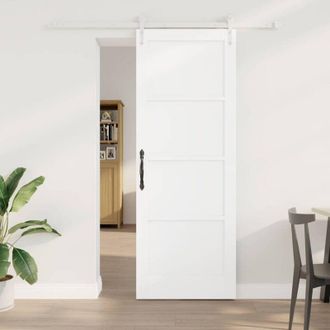 vidaXL Puerta Corrediza Vidaxl Con Juego De Hardware Blanca 78x211 Cm Madera Maciza De Pino