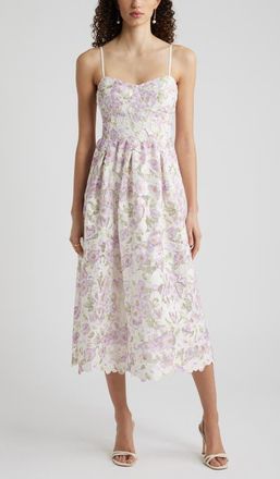 Chelsea28 Print Lace Midi Sundress in Purple Floral at Nordstrom, Size X-Large