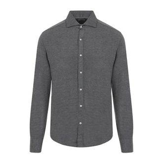 Brunello Cucinelli Camicia in Jersey Melange - - Shirts - Uomo - Grigio - L