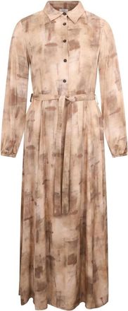 PESERICO Lange overhemdjurk - Dames - Shirt Kleedjes - Beige - XL - Kleedjes