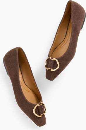 Talbots Whitley Ornament Suede Ballet Flats - Dark Walnut - 6 1/2 M Talbots