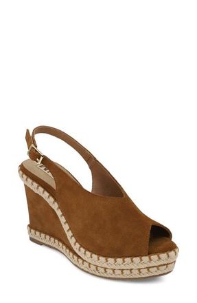 Mia Marjori Slingback Espadrille Peep Toe Platform Wedge Sandal in Cognac Sue at Nordstrom, Size 6.5