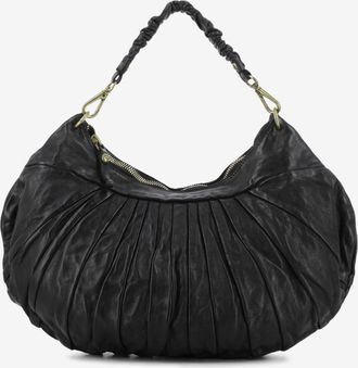 Campomaggi Borsa a spalla Luna plissettata nera