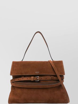 Moschino suede top handle shoulder bag buckle