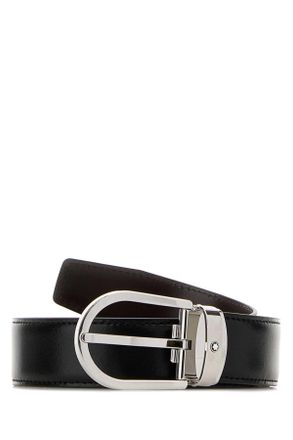 Montblanc Black Leather Reversible Belt
