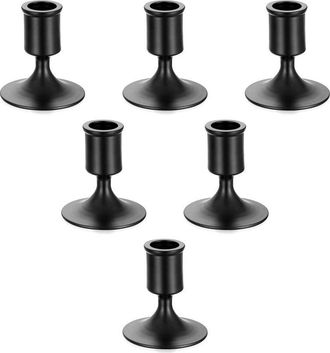 OEM Candelabro De Halloween Negro - Juego De 6 Peque&ntilde;os Candelabros Decorativos De Metal Para Bodas, Velas Cil&iacute;ndricas, Decoraci&oacute;n Navide&ntilde;a Para El Hogar,