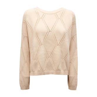 Max Mara Abbozzi Oversize Sweater - Dames - Ronde hals truien - Wit - XL - Katoen - Truien & Vesten