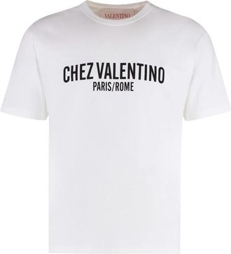 Valentino Garavani T-shirt van katoen met ronde hals - Heren - T-shirts - Beige - 2XL - Katoen - Tops