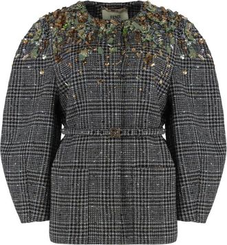 Fendi Dames, Jassen, Grijs, Maat: 2XS Katoen