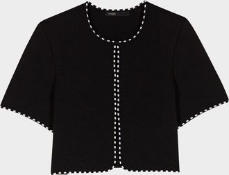 Maje Musselier Stretch Knit Cropped Cardigan