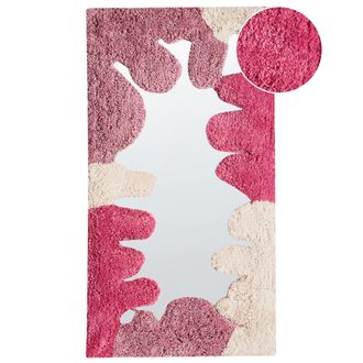 Beliani Beliani - Espejo Decorativo Abstracto De Pared De Algod&oacute;n Forma Rectangular 75 X 41 Cm Accesorios Decorativos Rosa Cageri