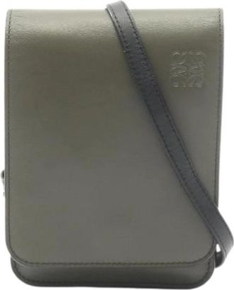 Loewe Pre-owned Gusset Flat Crossbody Leren Schoudertas - Heren - Vintage Schoudertas - Groen - ONE Size - Leer - Vintage