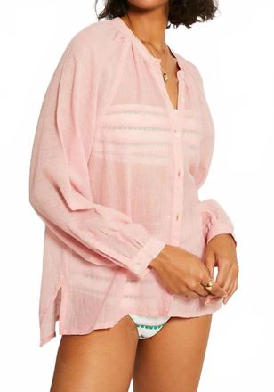 Lemlem Mita Button Up Blouse In Nefas Rose