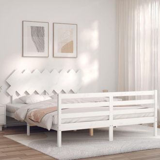 Berkfield Home Bed Frame with Headboard White 160x200 cm Solid Wood