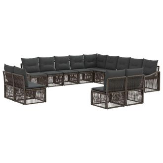 vidaXL Conjunto De Sof&aacute;s De Jard&iacute;n 13 Pcs Gris Rat&aacute;n Sint&eacute;tico Vidaxl