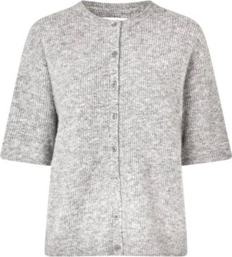 Sams&oslash;e & Sams&oslash;e Kort vest met knoopsluiting - Dames - Vesten - Grijs - M - Wol - Truien & Vesten