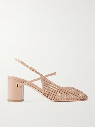 Jennifer Chamandi D&eacute;collet&eacute; Slingback In Pelle Intrecciata Mattia 65 - Neutri