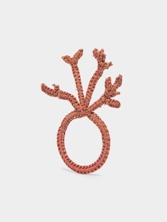 Coro Cora Coral Handwoven Iraca Palm Napkin Rings (Set of 4)
