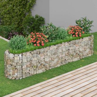 Berkfield Home Gabion Raised Bed Galvanised Iron 260x50x50 cm in Silver | Size: 260 x 50 x 50 cm