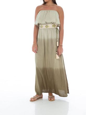 Skemo Frill Tube Maxi Dress In Olive