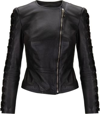 Elisabetta Franchi Leather Jassen - Dames - Zomerjassen - Zwart - S - Leer - Jassen