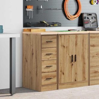 vidaXL Garage Storage Cabinet Artisan Oak 30x51x85 cm Solid Wood Pine vidaXL