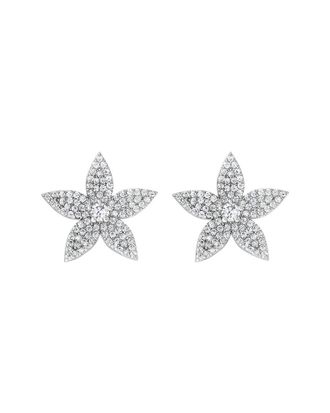 Suzy Levian Suzy Levian Silver Cz Pave Flower Earrings