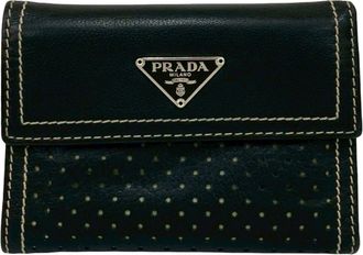 Prada Black Leather Wallet (Tri-Fold) (Pre-Owned)