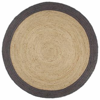 vidaXL Alfombra Hecha A Mano De Yute Con Borde Gris Oscuro 240 Cm Vidaxl
