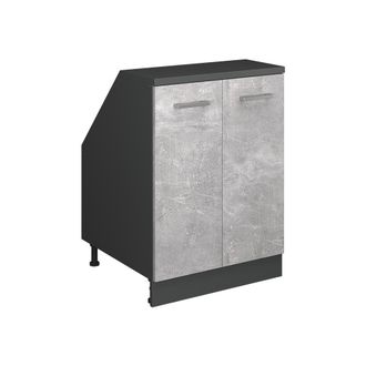 Vicco Armario De Cocina Para Techo Inclinado R-line, Hormig&oacute;n, 60 Cm Con 2 Puertas, 60 Cm De Profundidad, Vicco
