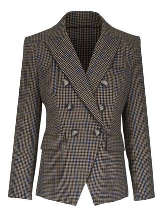 Veronica Beard Miller double-breasted checked blazer - women - Wool/Polyamide/Other fibres - 8 - Green