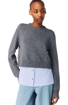 Maje Removable rhinestone trim sweater in Grey at Nordstrom, Size X-Small