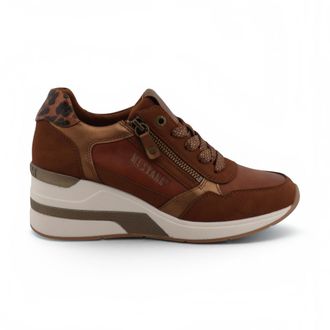 Mustang Jeans Mustang Dames Tan Cream Platform Sneaker Trainer Casual schoenen - M0872002