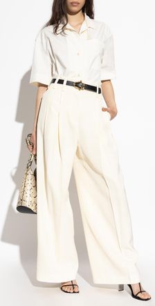 Jil Sander Pleated Crease Trousers, Womens, Cream