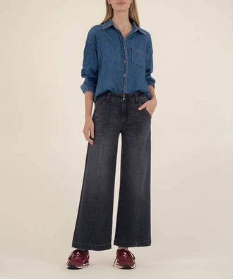 Kut from the Kloth Meg High Rise Wide Leg Jeans In Enjoy Grey