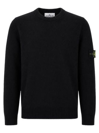 Stone Island Classic Black Sweater With Distinctive Patch Detail