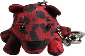Dolce & Gabbana Red Black Polyester Animal Silhouette Keychain Mens Keyring