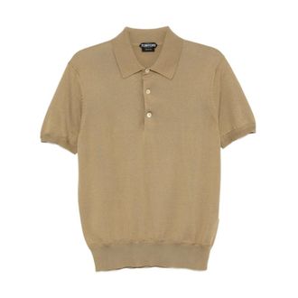 Tom Ford Polo Shirts, male, Green, Size: 2XL Pure Cotton Polo