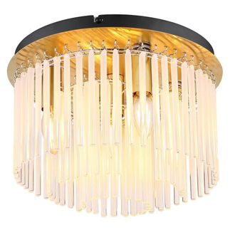 Netlighting Gorley Ceiling Light Gold Colours Matt Opal Glass Shade 5x E14