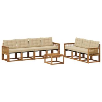 vidaXL Conjunto De Sof&aacute;s De Exterior Con Coj&iacute;n 8 Pcs Natural Y Beige Vidaxl