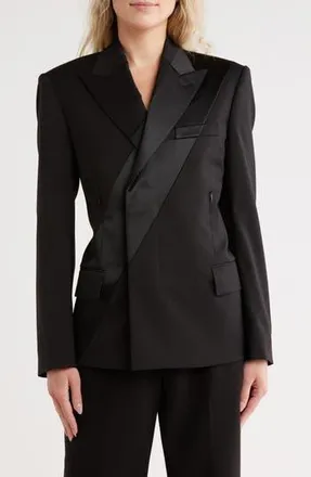 Helmut Lang Tux Satin Stripe Blazer in Black at Nordstrom Rack, Size Xxx-Small