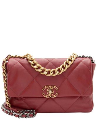 Chanel Red Goatskin 19 Large Flap Shoulder Bag (Authentic Pre-Loved)