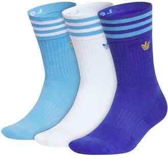 adidas Assorted 3-Pack Roller 3.0 Crew Socks in Blue Burst/White/Lucid Blue at Nordstrom, Size Medium