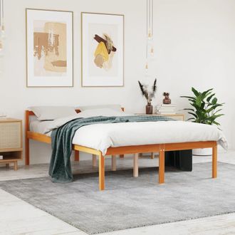 vidaXL Vidaxl - Cama Para Mayores Madera Maciza De Pino Marr&oacute;n Cera 120x200 Cm
