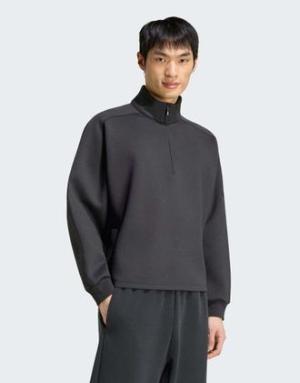 adidas adidas Performance - Soft Lux - Felpa in maglia invernale nera con zip corta-Nero