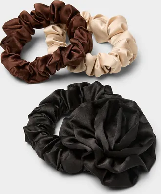 Kitsch Womens Flower satiny scrunchies Set of 3