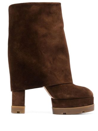 Casadei 150mm platform suede boots - women - Leather - 39 1/2 - Brown