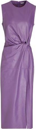 8 by YOOX LEATHER DRAPE & KNOT PENCIL MIDI DRESS